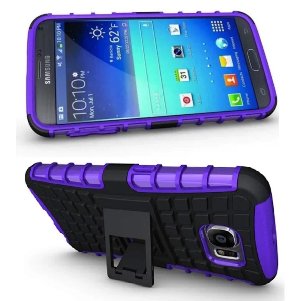 [NEW] Phone Case + (2) Screen Protectors Samsung Galaxy S6 Kickstand Hard Rugged